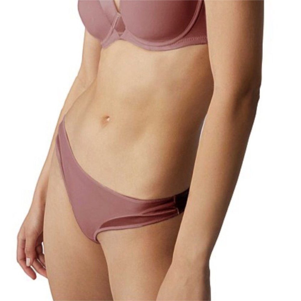 Simone Perele Thong Brief 3 Medium Dusty Rose Mauve Pink Neon Satin Panty France